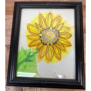 Framed Sunflower Watercolor Artwork Signed By Craig